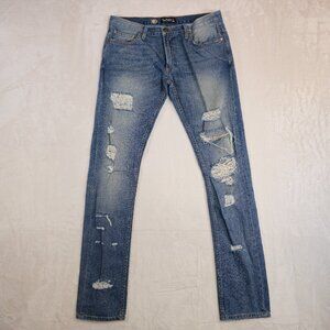 Pink Dolphin Womens Size 30 Low Rise Distressed Blue Denim Jeans